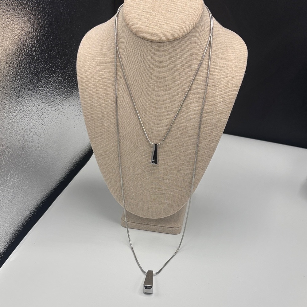 Banana Republic Silver Double-Layer Pendant Necklace